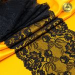 Кружево бельевое эластичное 180 мм / 25 м, цв.03 черный, Kruzhevo