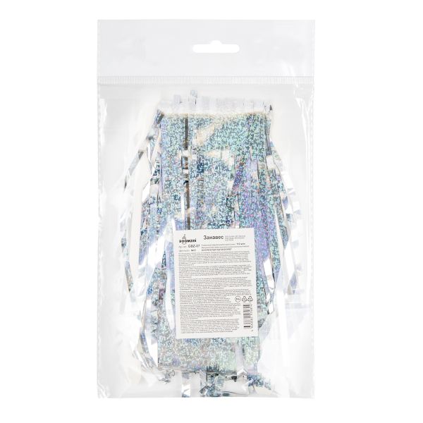 Занавес праздничный Дождик 100х200 см, 05-серебряный, голография, Boomzee GBZ-07