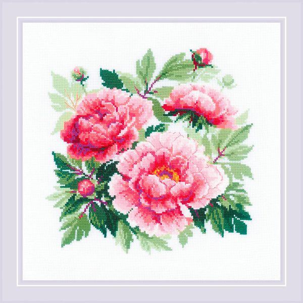 Набор для вышивания нитками Риолис, Древовидный пион, 40х40 см