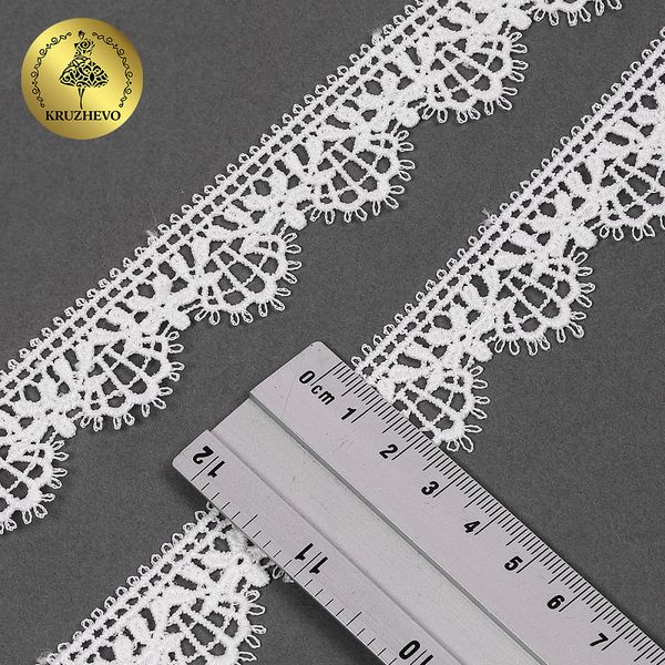 Кружево гипюр (плетёное) 25 мм, матовая нить TBY.0503, цв.белый уп.13.71м, Kruzhevo