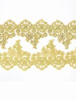 Кружево на сетке 110 мм / 2 метра, с пайетками, TBY G1232, цв.золото, Kruzhevo