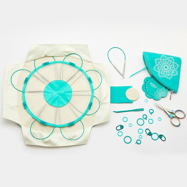 Набор круговых спиц Knit Pro Mindful Explore (Исследовать) нержавеющая сталь, пластик, серебристый, бирюзовый, 8 видов спиц в наборе, 36320