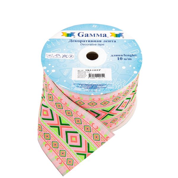 Лента (тесьма) жаккардовая 70.0 мм / 10±0.5 метров, 5, Gamma TRJ-116YP