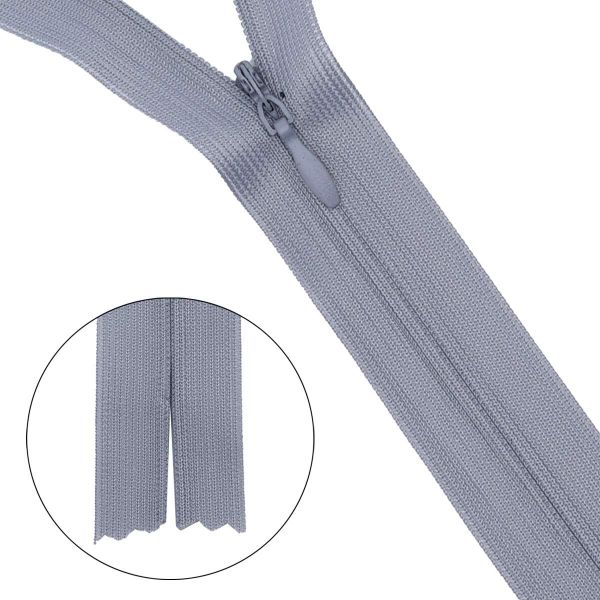 Молния потайная (скрытая) Т3 (3 мм) 1 зам., н/раз., 20 см, нейлон, 361 св.серый, 10 шт