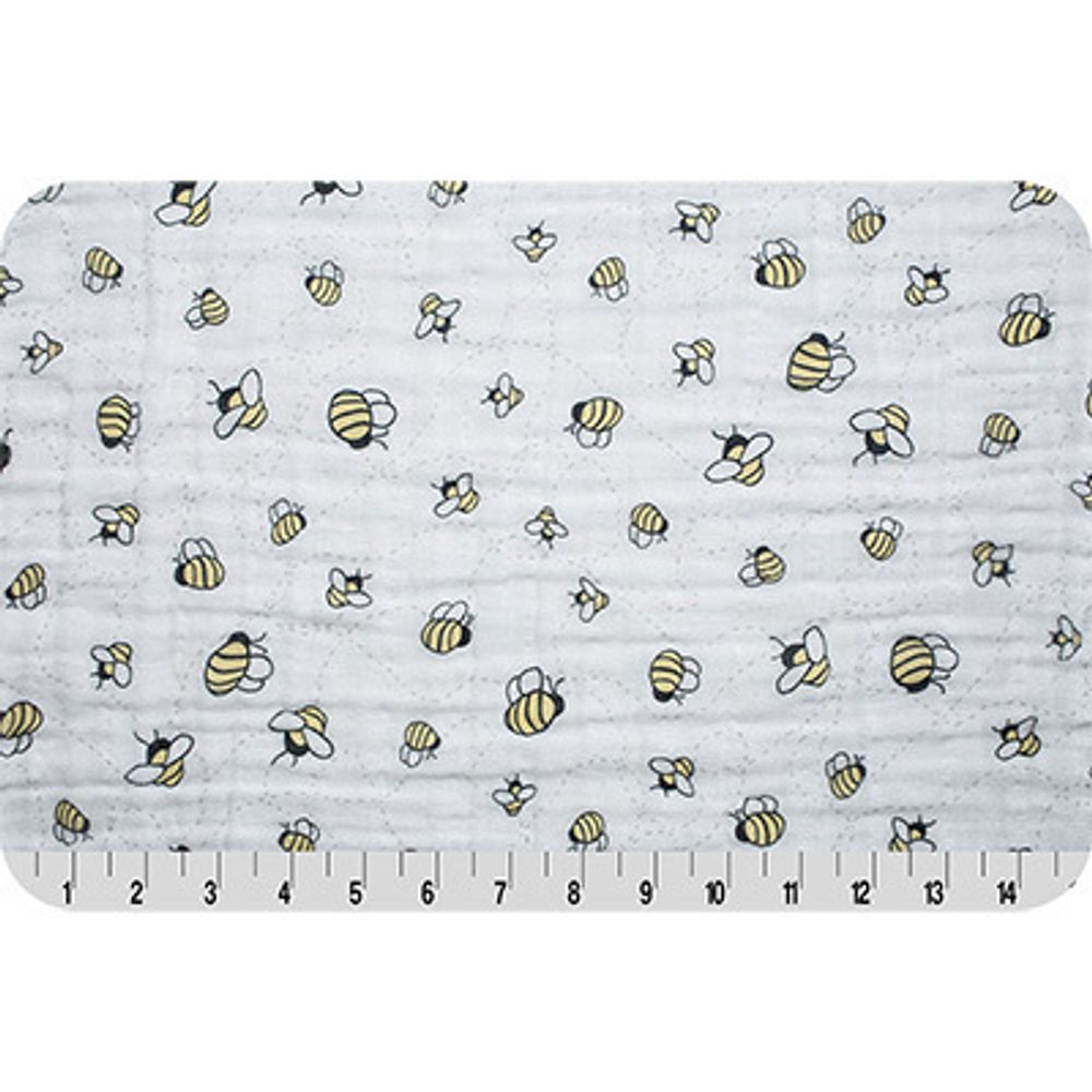 Ткань для пэчворка Peppy Embrace (марлевка), отрез 100х125 см, 120 г/м², bees-a-buzz banana, Shannon Fabrics
