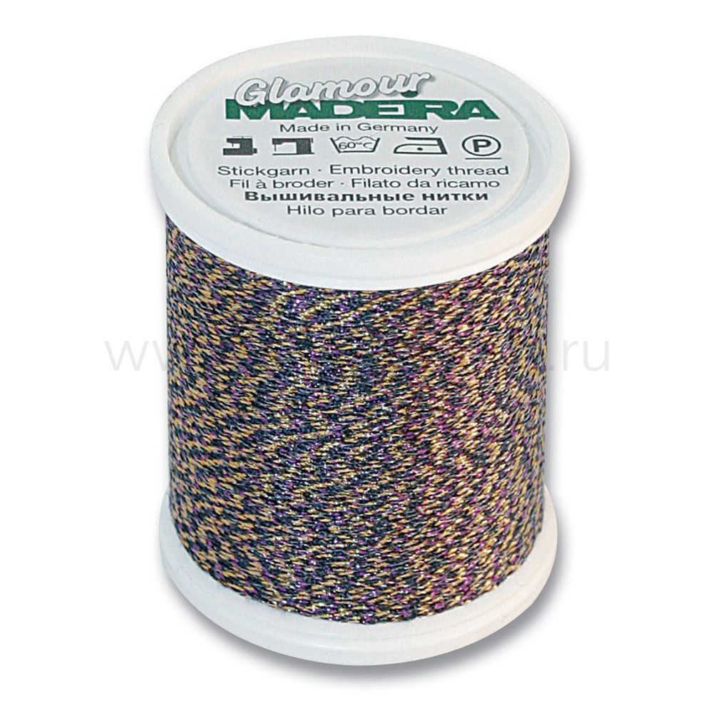 Нитки отделочные металлизированные Madeira Glamour №12, 200 м, цв. 3258, 9806, 5 катушек