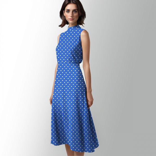 Штапель в горошек 90 г/м², 145 см / 2 метра, TBY.Vidt.03 цв.голубой