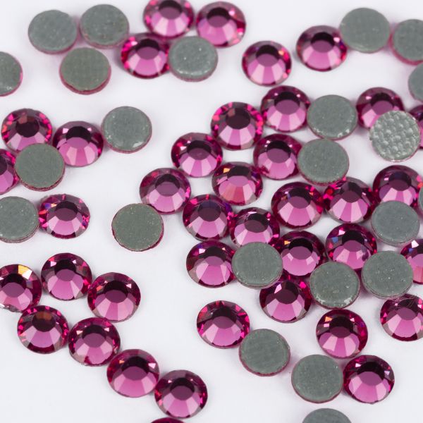 Стразы клеевые стекло 3.2 мм, 360 шт, SS12 №25 фуксия (Fuchsia), Zlatka ZRTG-1272