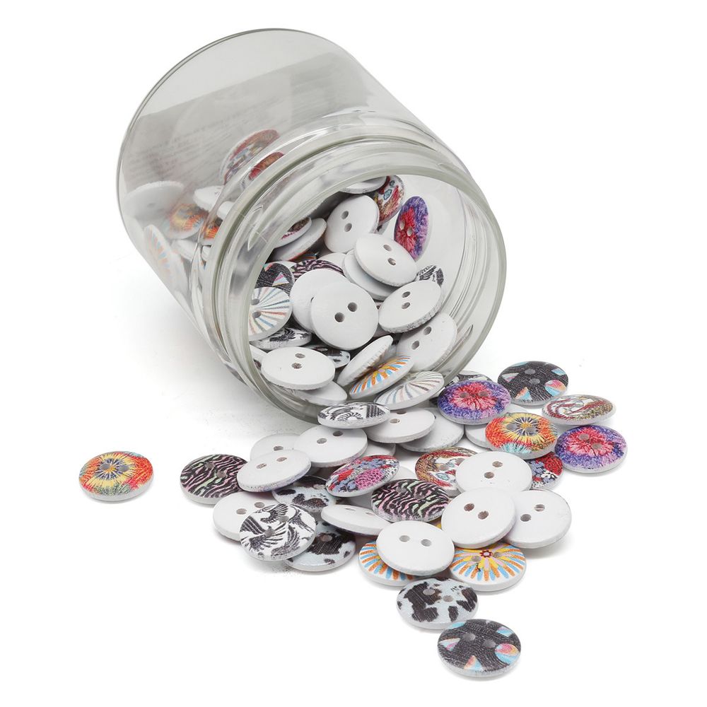 Украшения декоративные пуговицы деревянные Орнаменты №4, 15 мм, 100 шт