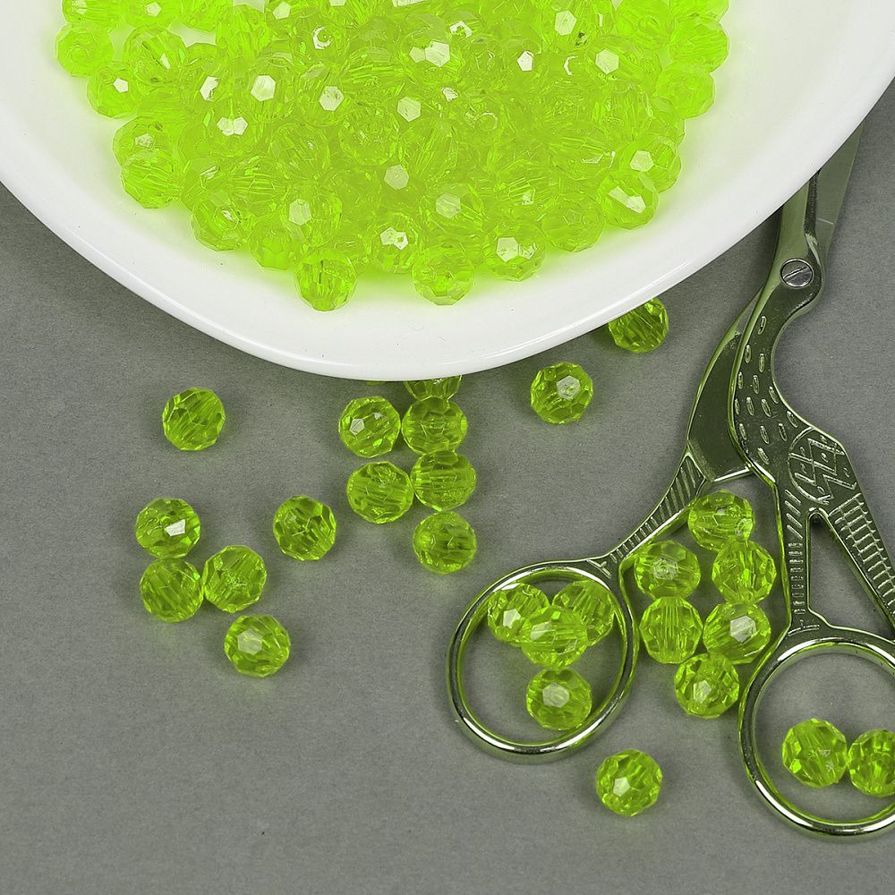 Бусины акрил ⌀8 мм, цв36 неон салат, MG.3240-36, уп.50 г, Magic4Hobby