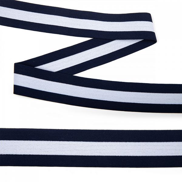 Резинка тканая 40.0 мм / 3±0.5 метра, мягкая, полоска, ET.4014 цв.синий/белый