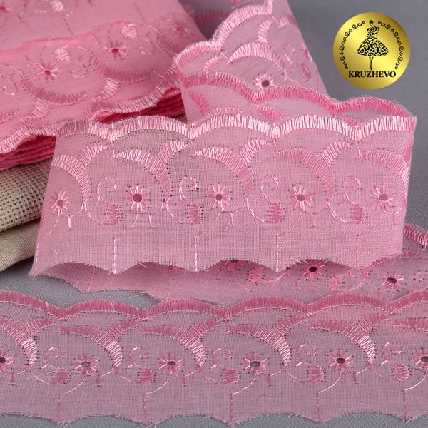 Кружево шитьё 50 мм, диз. 311, цв.133 розовый, уп. 13.71 м, Kruzhevo