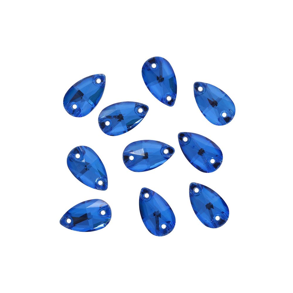 Хрустальные стразы пришивные формы капля, синий 7х12 мм 10 шт/упак., ХК011НН712