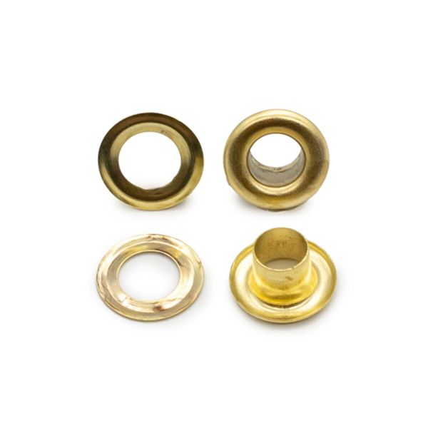 Люверсы металл ⌀_4.87 мм (внутр.), h5.66 мм (внутр.), вн. ⌀9.9 мм (внутр.), №3, сталь, золото, 100 шт, New Star