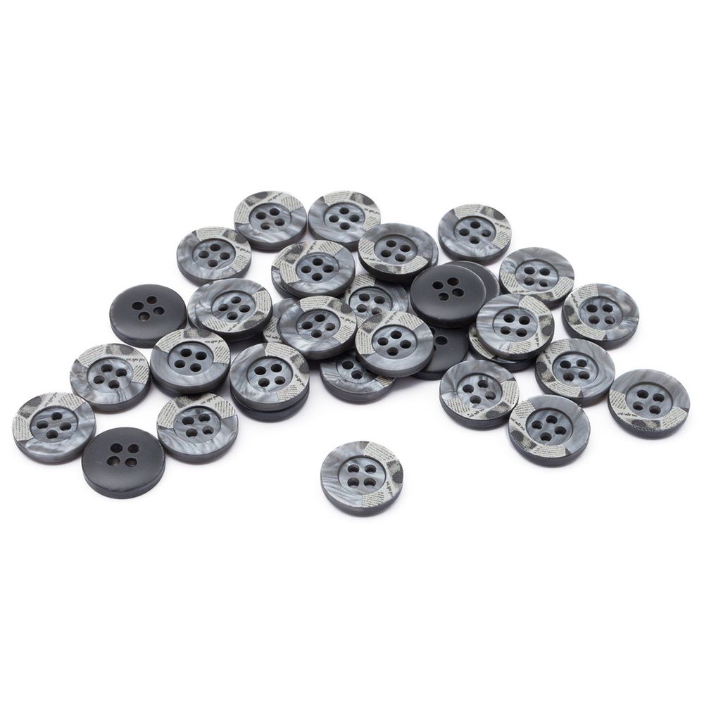 Пуговицы 4 прокола 24L=15 мм, пластик, col.C серый, 36 шт, CN2818