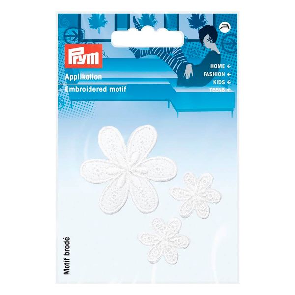 Термоаппликация Цветы мал/бол цв. белый, Prym