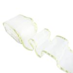 Лента капроновая для бантов 75 мм, / 25 метров, с метал. кромкой, белый/ салатовый, Gamma С 3502 с метал. кромкой