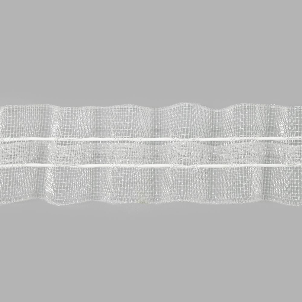 Лента (тесьма) шторная: сборка параллельная нефикс. 25 мм / 100 метров, (1 ряд петель, 2 шнура), капрон