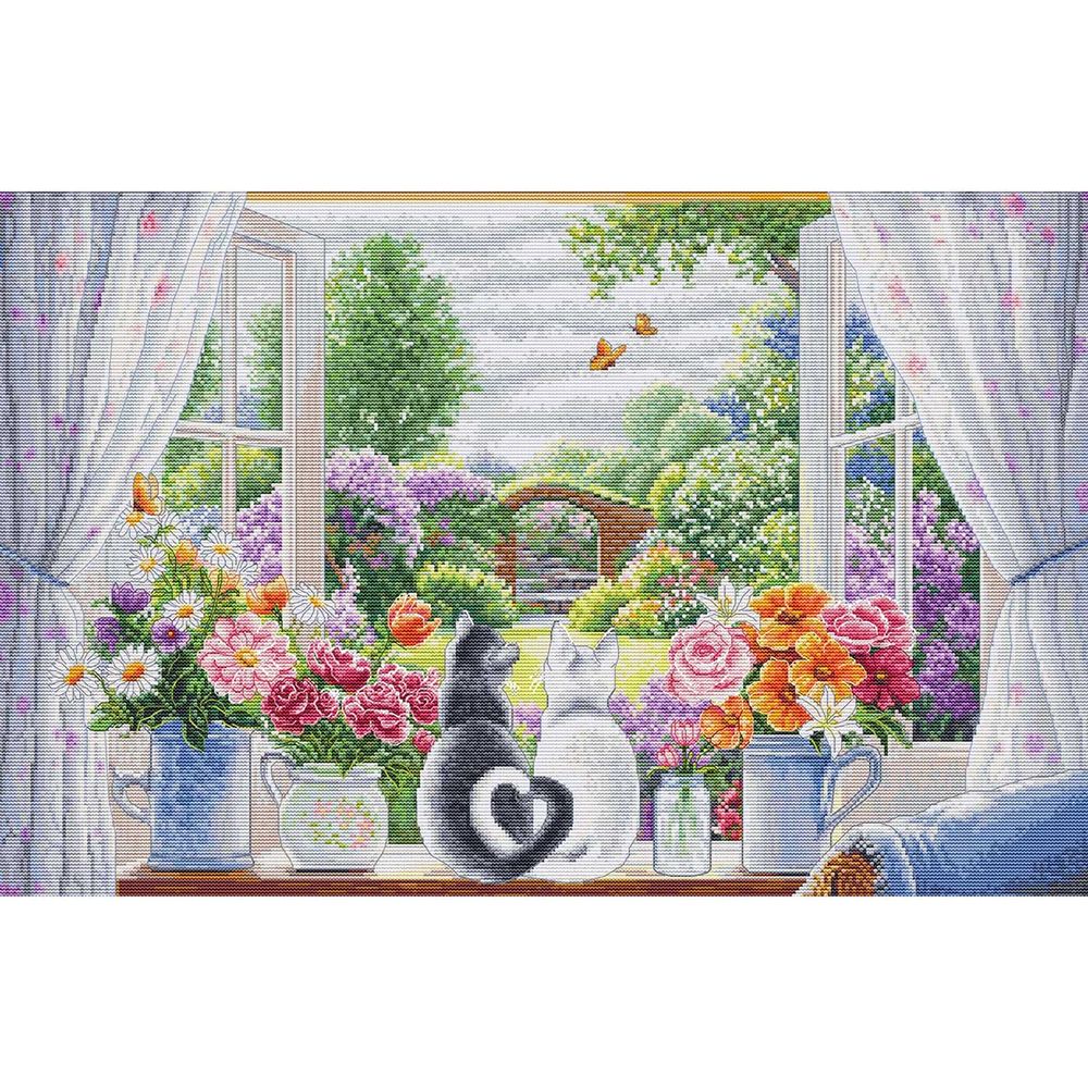 Набор для вышивания нитками Luca-S, Окно мечты, 49х32см