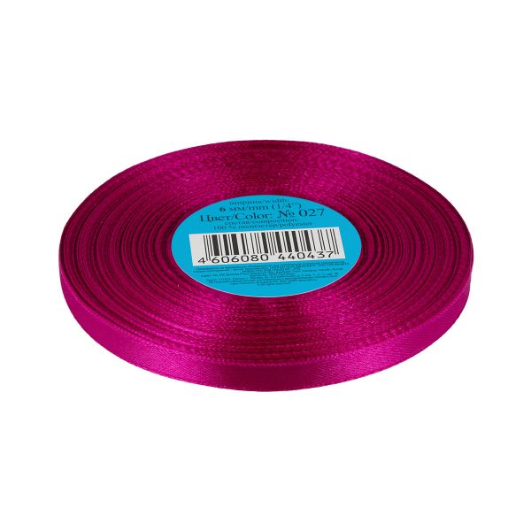 Лента атласная 1-сторонняя 6.0 мм / 33±2 метра, 027 св.лиловый, Gamma