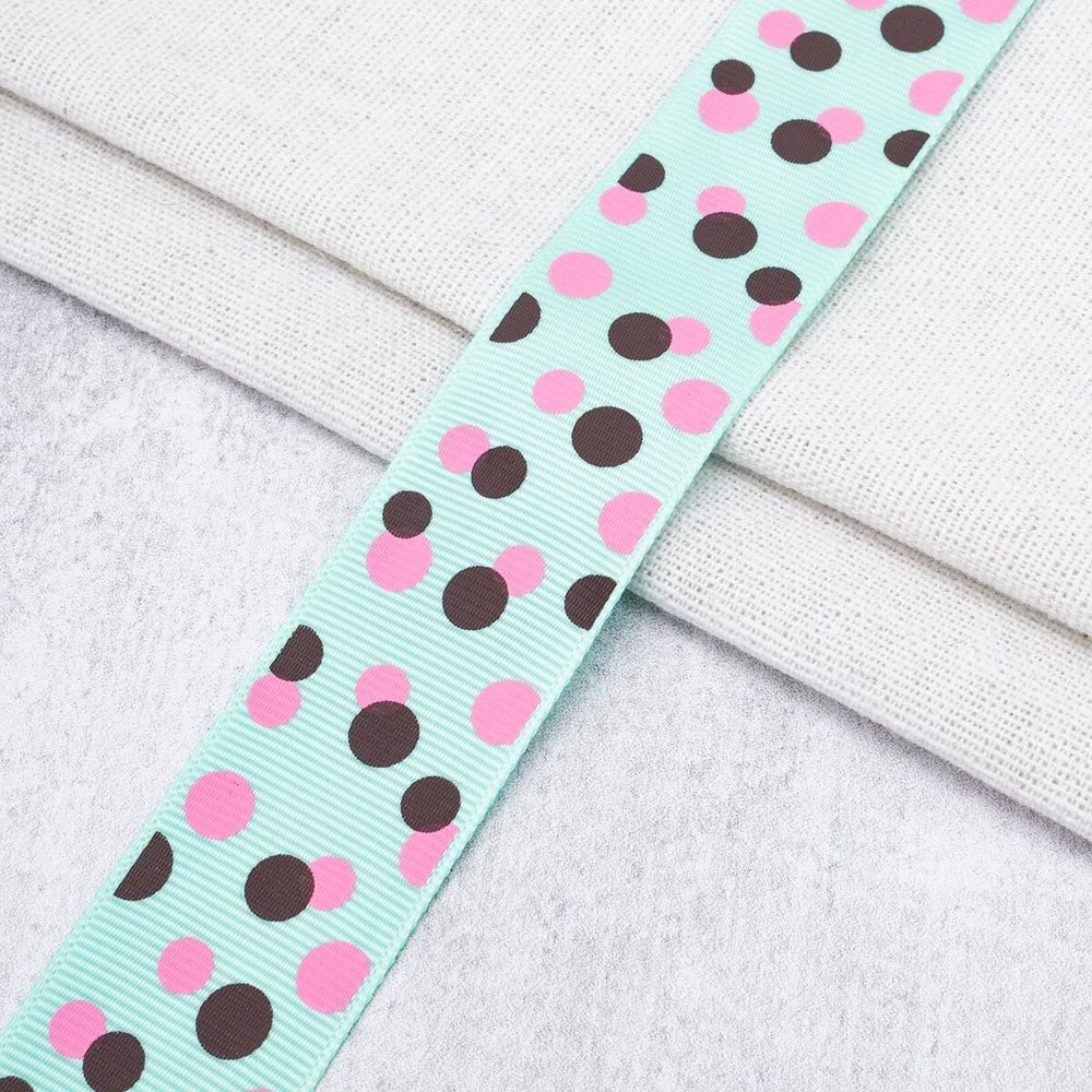 Лента репсовая (в рубчик) с рисунком 25.0 мм / 45.72 метра, ID 2545, цв. бирюза, 25577