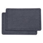 Заплатки пришивные из кожи, прямоугольник 6х9,6см с перфорацией, 2 шт, 100% кожа, 05 темно-синий, 9113