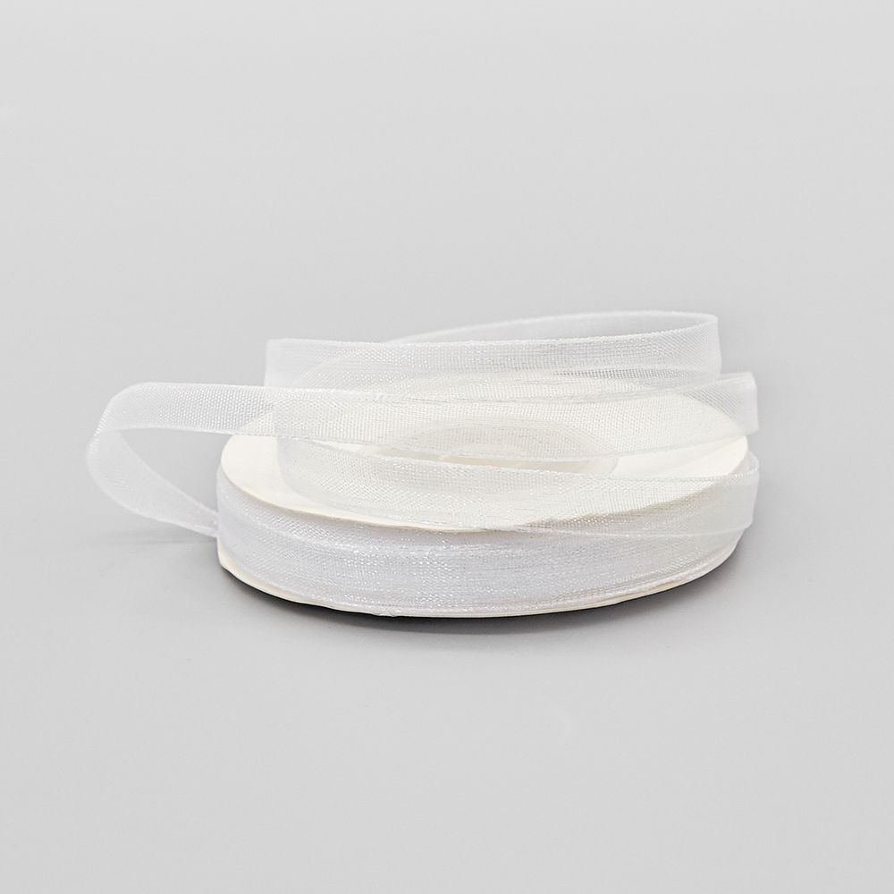 Лента капроновая (органза) _6 мм, 22.86 м (белый)