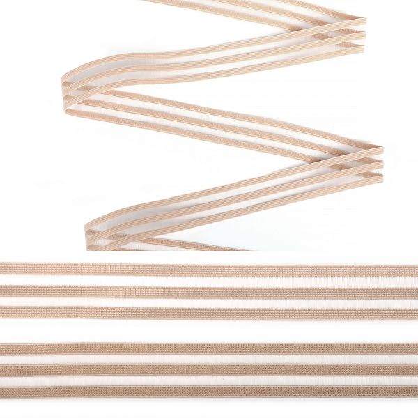 Резинка декоративная с прозрачными вставками 20.0 мм / 30 метров, нейлон, S185 серебристый пион