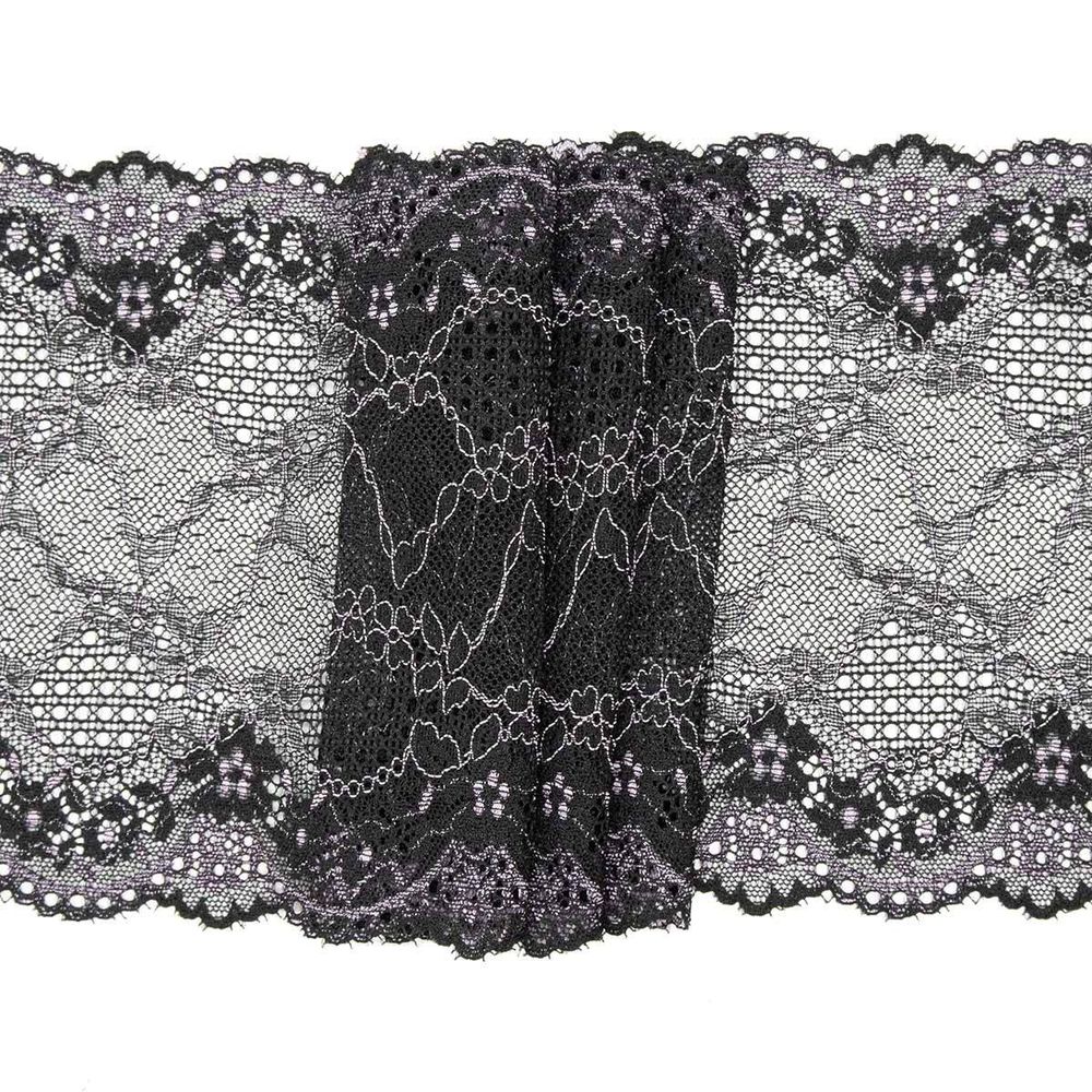 Кружево бельевое эластичное 165 мм / 10 м, 7735072 черный