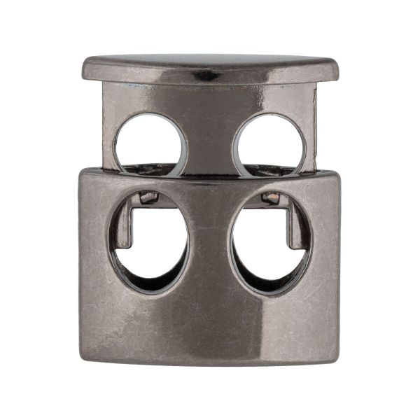 Фиксатор (зажим) для шнура металл 2 отв, ⌀4.5 мм, 12 шт, №06 черный никель, Micron GB 2001