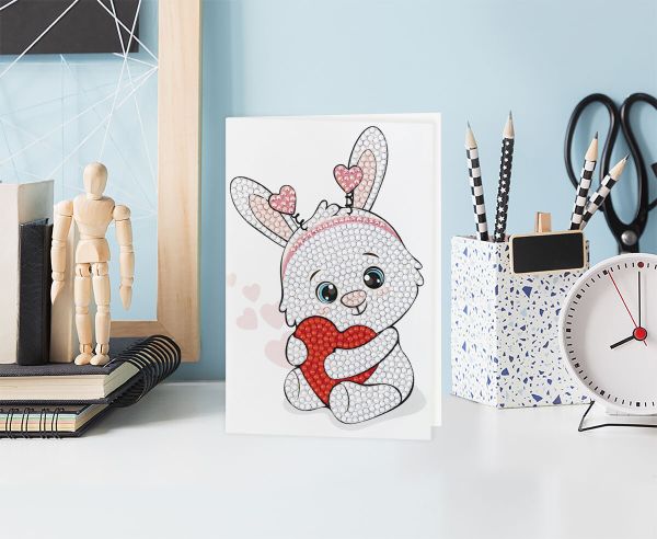 Алмазная (кристальная) мозаика Фрея ALVO-609, открытка Влюбленная зайка, 10.5х14.8 см