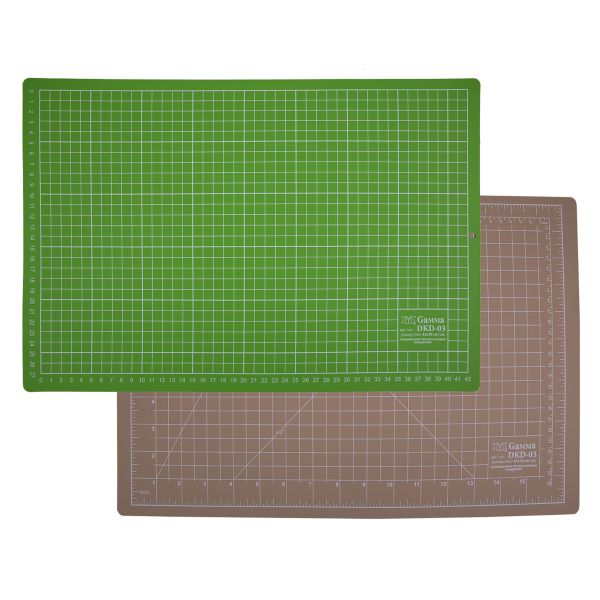 Мат для резки 2-сторонний 45х30 см, формат А3, бежевый/салатовый, Gamma DKD-03