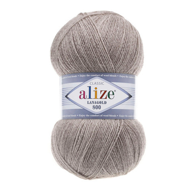 Пряжа Alize (Ализе) Lana Gold 800 / уп.5 мот. по 100 г, 730м, 207 светло-коричневый А