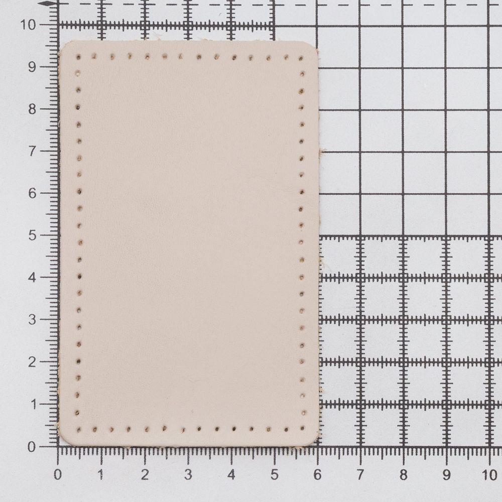 Заплатки пришивные из кожи, прямоугольник 6х9,6см с перфорацией, 2 шт, 100% кожа, 06 бежевый, 9113