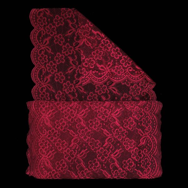 Кружево бельевое эластичное 400 мм / 13.72 м, цв. C520 т.красный