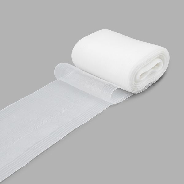 Лента для бантов 110 мм / 25 метров, белый/серебро, С3503