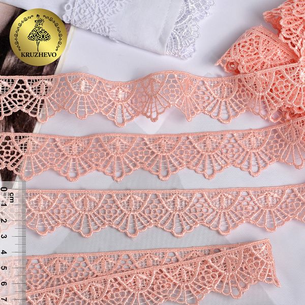 Кружево гипюр (плетёное) 30 мм, диз.TR.4GB2502 цв.7 розовый уп.9м, Kruzhevo