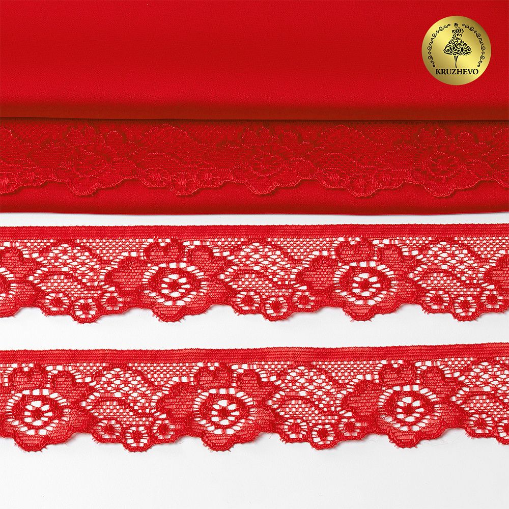 Кружево эластичное (стрейч) 30 мм, L839, цв.SD163 красный уп.50м, Kruzhevo