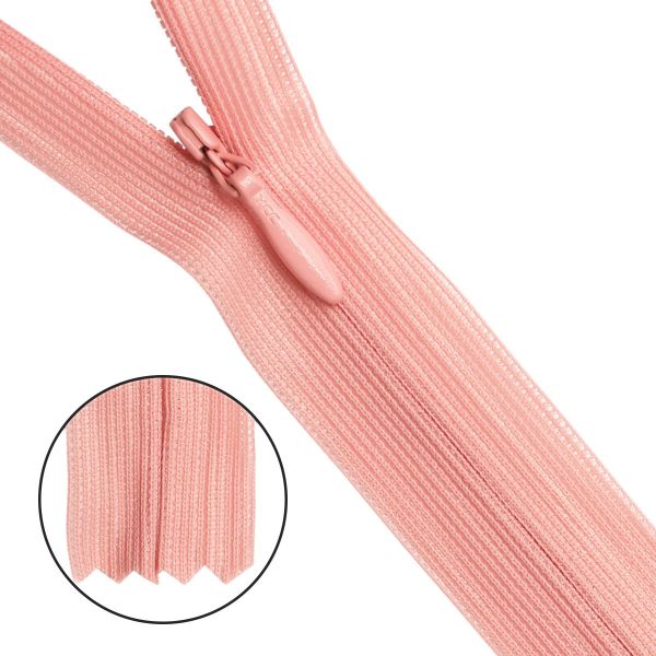 Молния потайная (скрытая) Т3 (3 мм) 1 зам., н/раз., 50 см, розовый, 31279 / 50, 10 шт