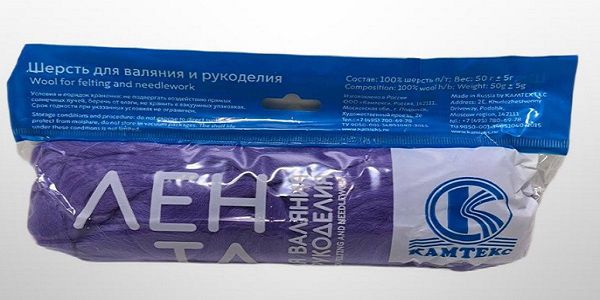 Шерсть для валяния Камтекс п/тонкая 100% шерсть 50 г, 276 колокольчик