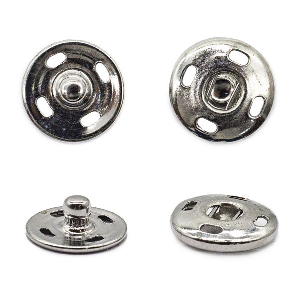 Кнопка пришивная металл ⌀14.0 мм, никель, 24 шт