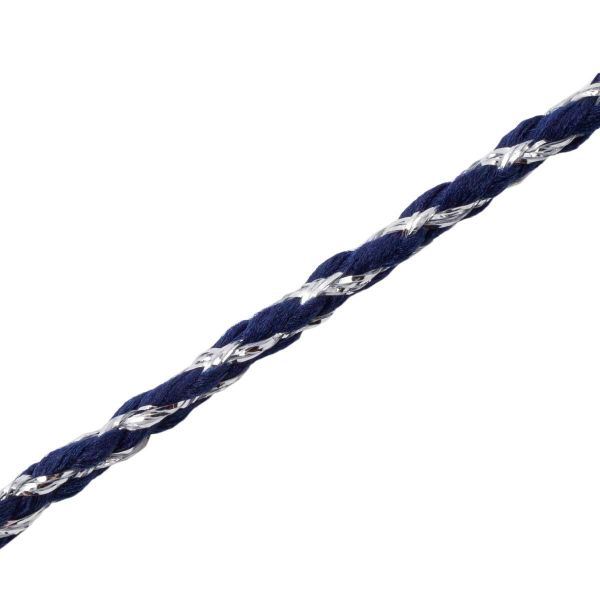 Шнур отделочный с метанитом ⌀3.0 мм / 20м (полиэстер 68%, метанит 32%), синий с серебром, Р2869