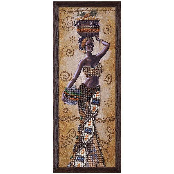 Набор для вышивания бисером Нова Слобода, Африканка с фруктами 18х51см