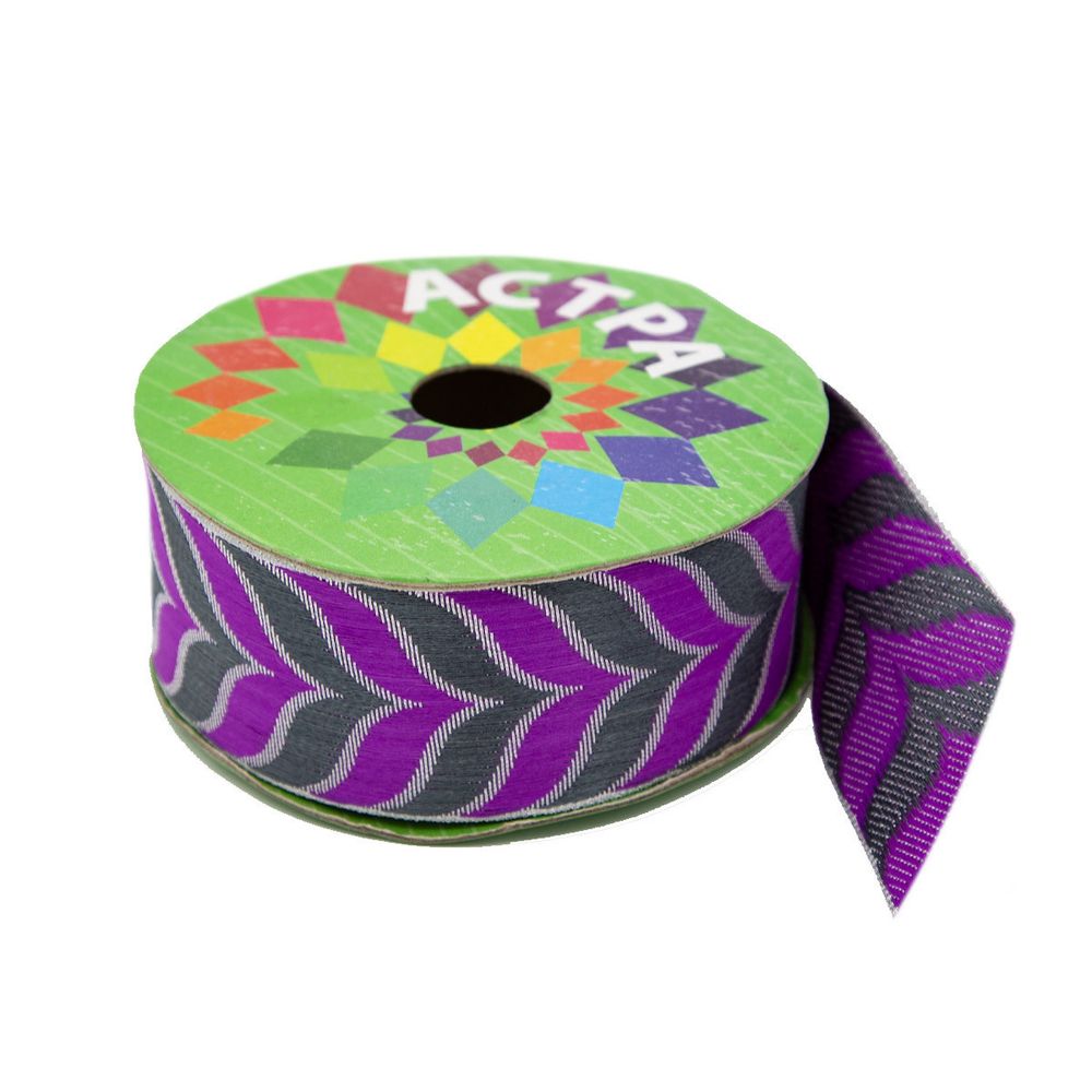 Лента (тесьма) жаккардовая 40.0 мм / 9 метров, Astra&Craft (серебро/35/45) SR1632