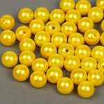 Бусины пластик (перламутр) ⌀12 мм, цв.A08 лимон, уп.500г (530 шт), Magic4Hobby