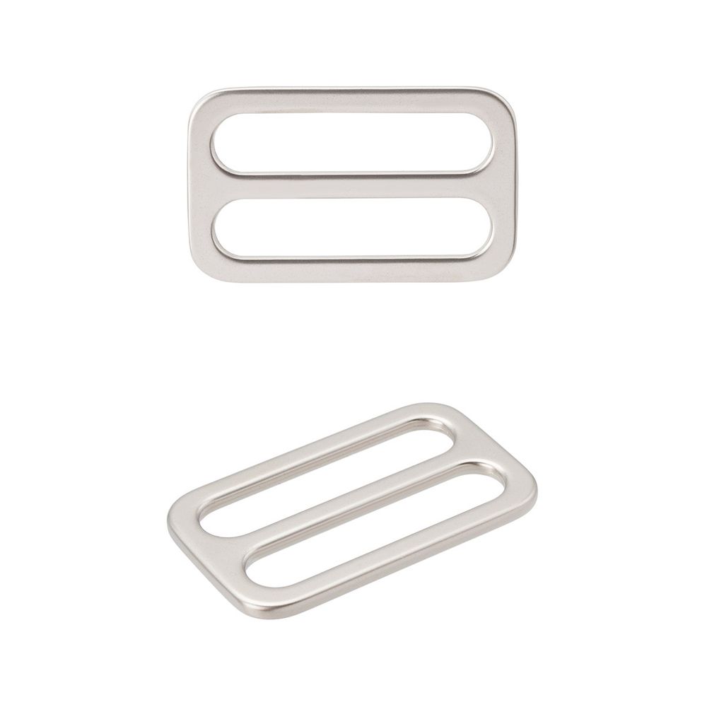 Пряжка регулировочная металл литая плоская 25.0 мм (31х19мм), никель матовый, МВ2343, 6 шт