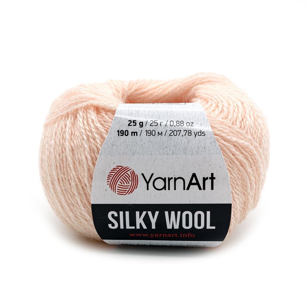 Пряжа YarnArt (ЯрнАрт) Silky Wool / уп.10 мот. по 25 г, 190м, 341 пудровый