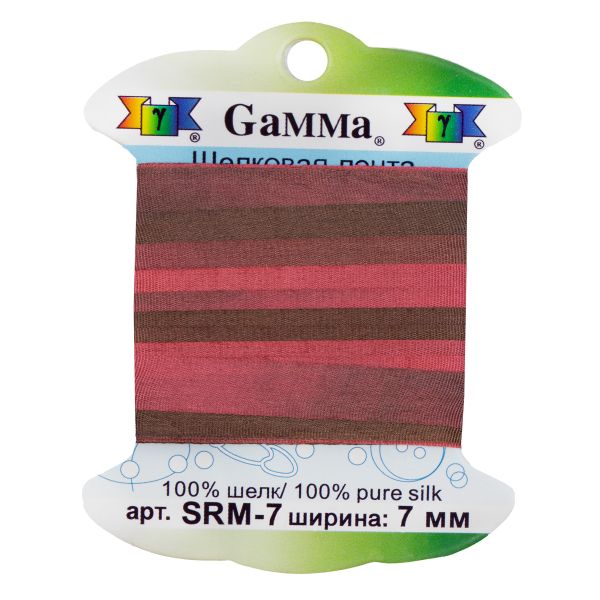 Лента (тесьма) шелковая 7.0 мм / 9.1±0.5 метров, M116 гр.розовый/медный, Gamma SRM-7