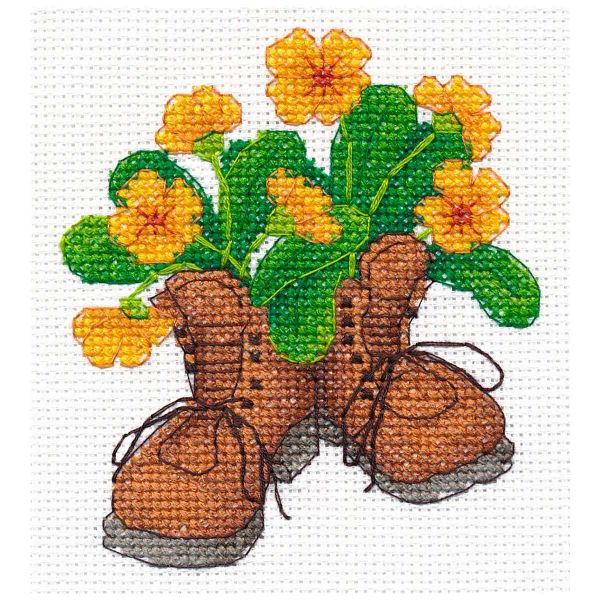 Набор для вышивания нитками Овен, Садовые башмачки 10х11 см, 625143