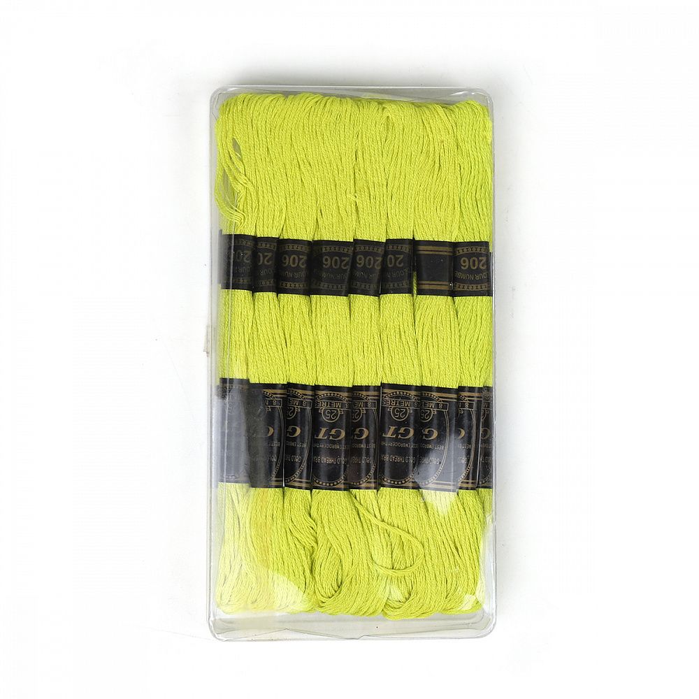 Мулине Ideal, цв.206 желто-зеленый, 24 мотка по 8 метров